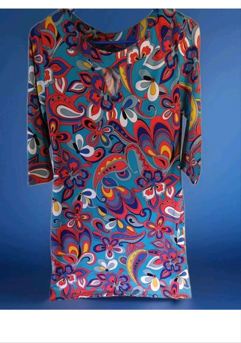 Tracy Negoshian Womens Turquoise Midi Dress sz small