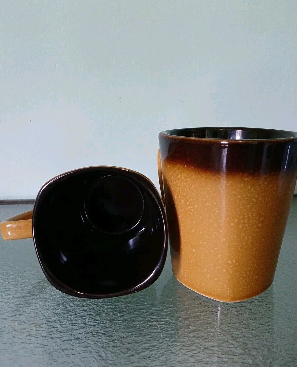 Set Of 2 Brown Two-tone GLAZE Coffee Cups Sanibel Shores