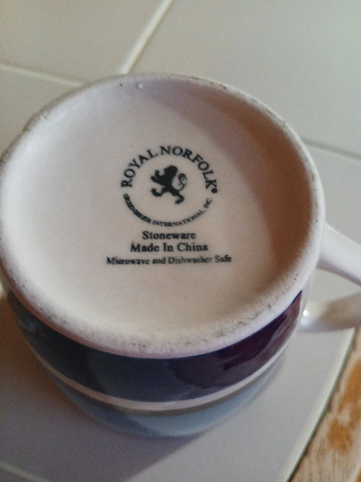 Royal Norfolk Nautical Brilliant Blue Stripes Coffee Mug