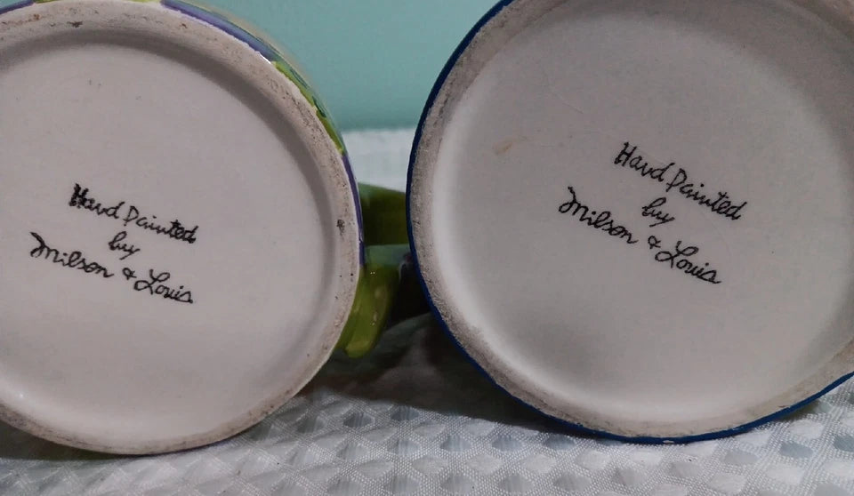 Vintage Fruit Design Hand Painted Jumbo Coffee Cups