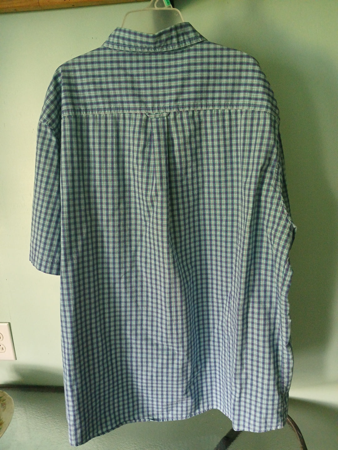 MENS Chaps 2xl shirt blue check, short sleeve button down