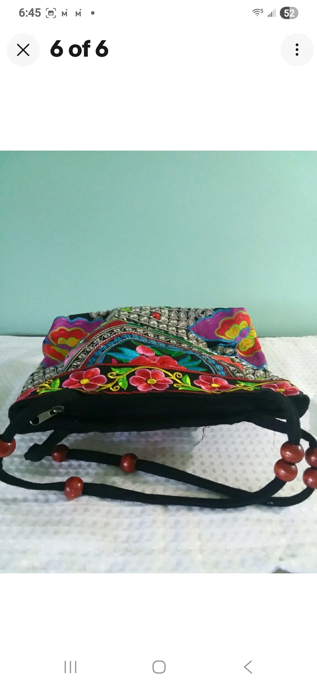 Vntg Floral Embroidered Carpet Bag