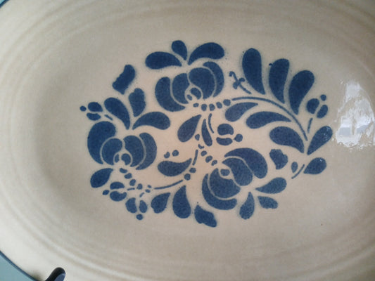 14"serving Plater Pfaltzgraff Brown With  Blue Floral