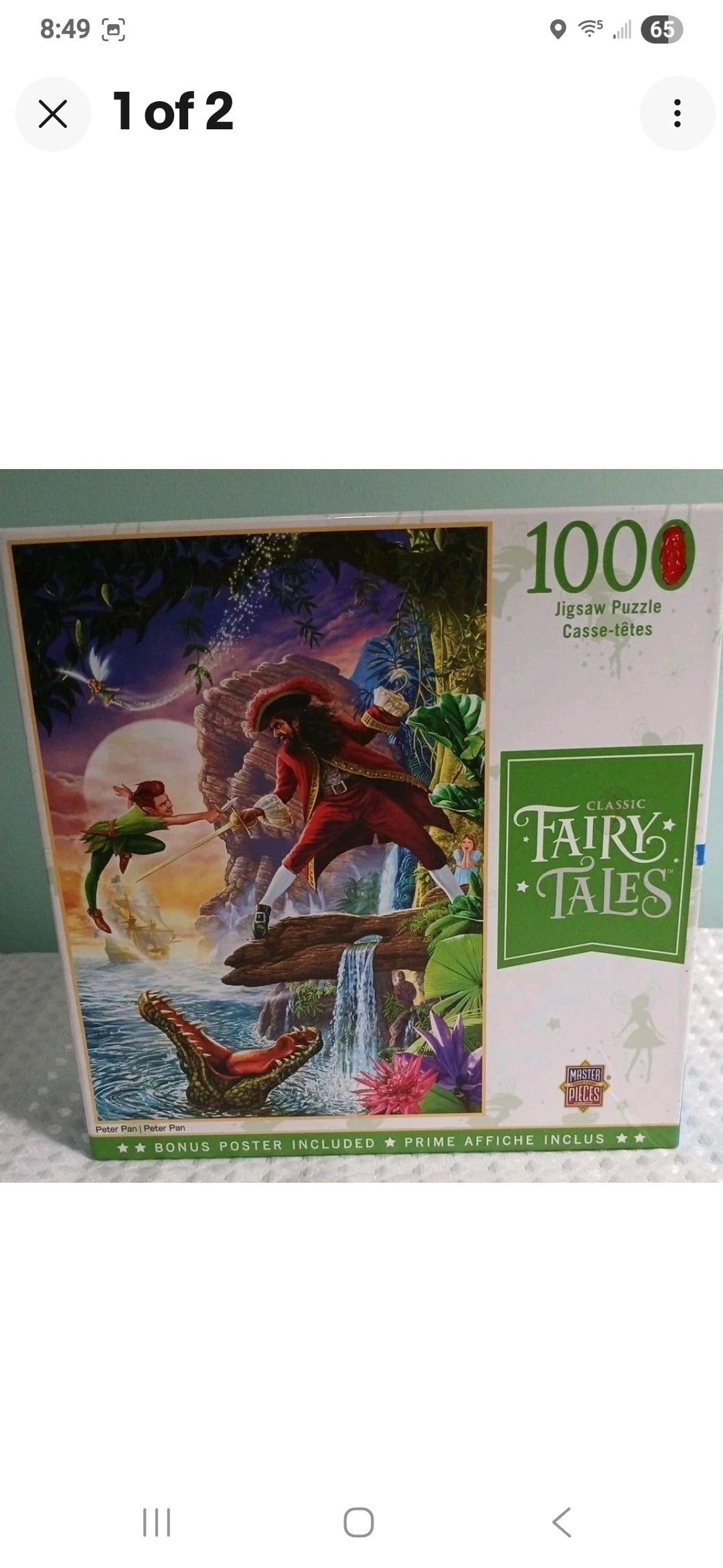 Peter Pan MasterPieces 1000 Piece Jigsaw Puzzle poster included