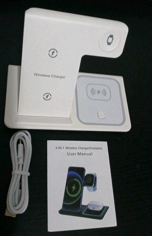 3 in 1 Wireless Fast Charging Station Foldin Dock For AppleWatch Air Pods iPhone