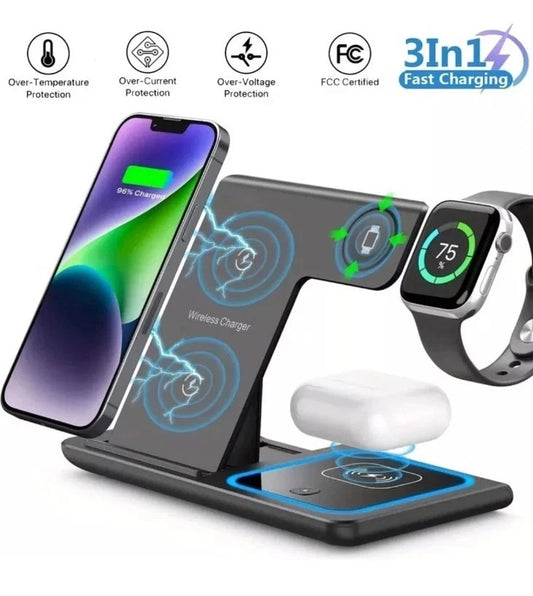 3 in 1 Wireless Fast Charging Station Foldin Dock For AppleWatch Air Pods iPhone