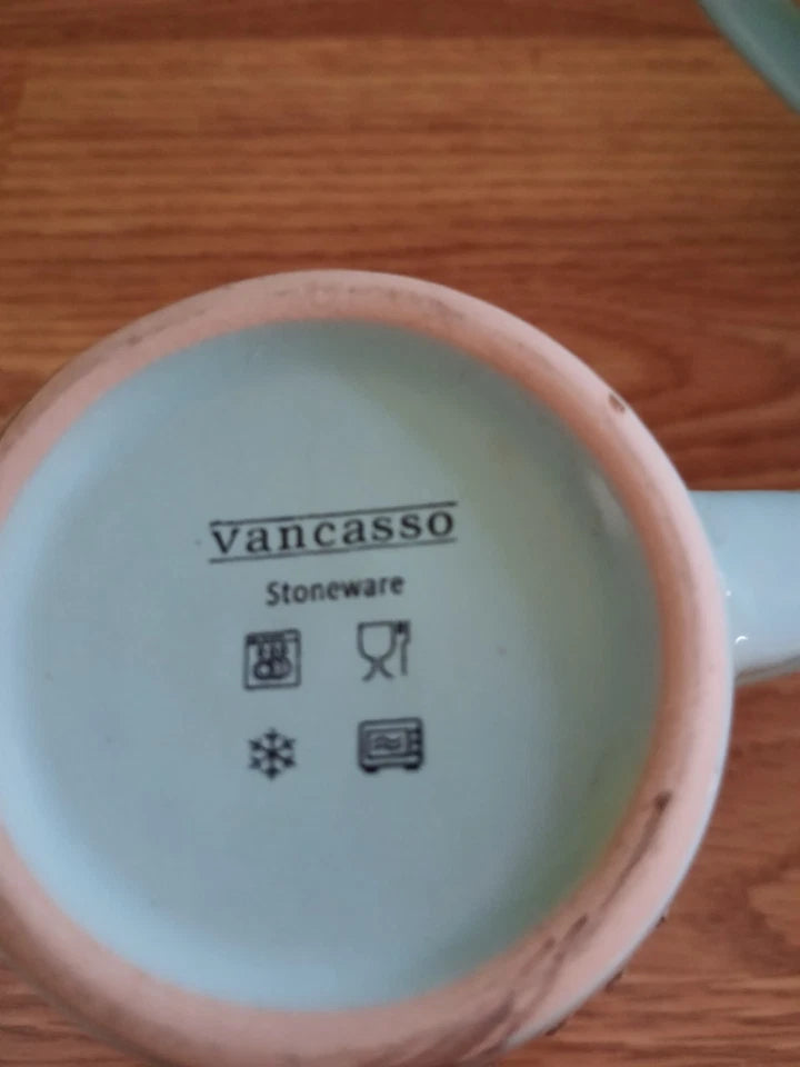 Vancasso Design Stoneware Set Of 2 Aqua Blue Coffee Cups