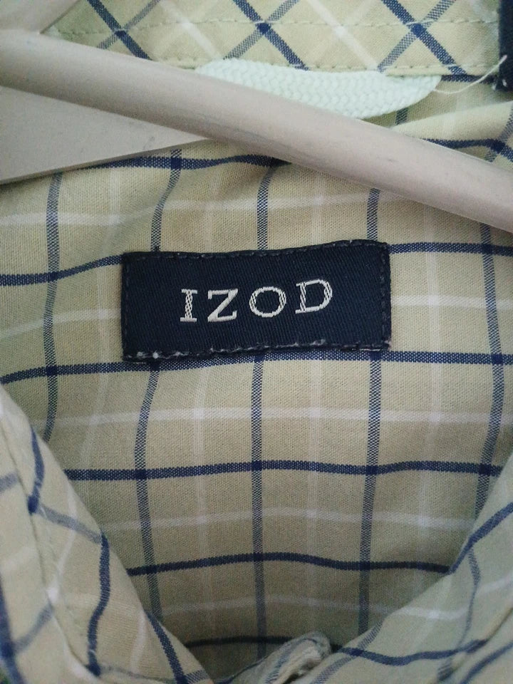 Men's IZOD Light Green Checkerboard Dress Shirt