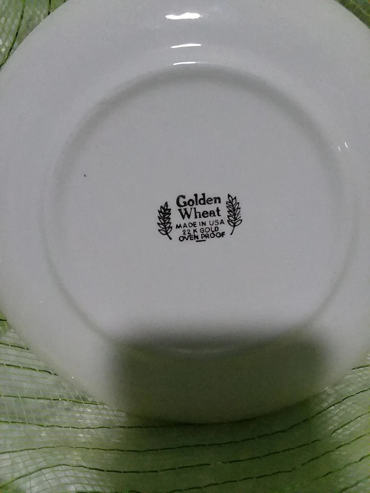 Golden Wheat Collection 22k Gold-Rim White Saucers