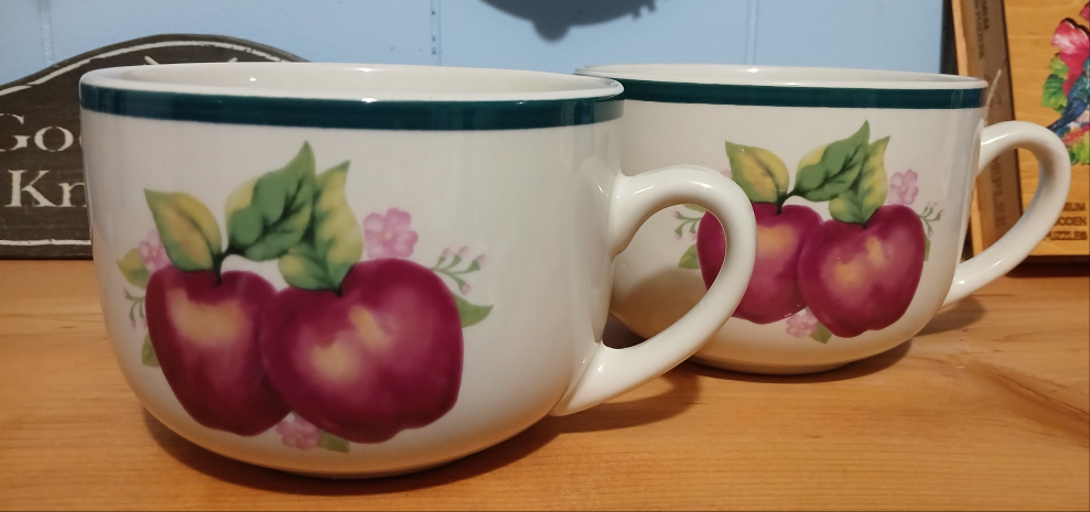 Set of 2 Large Soup Mugs Stoneware Apple Designs