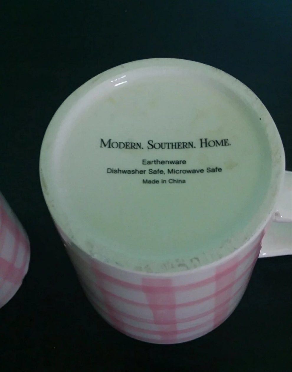 Modern Southern Home Set of 2 Coffee Mugs, Pink Checkerboard Cups