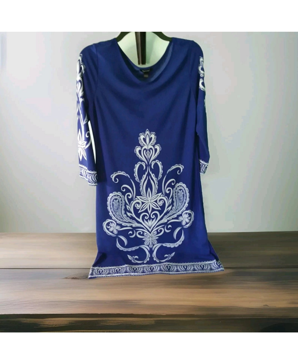Forever Royal Blue Dress with White Design