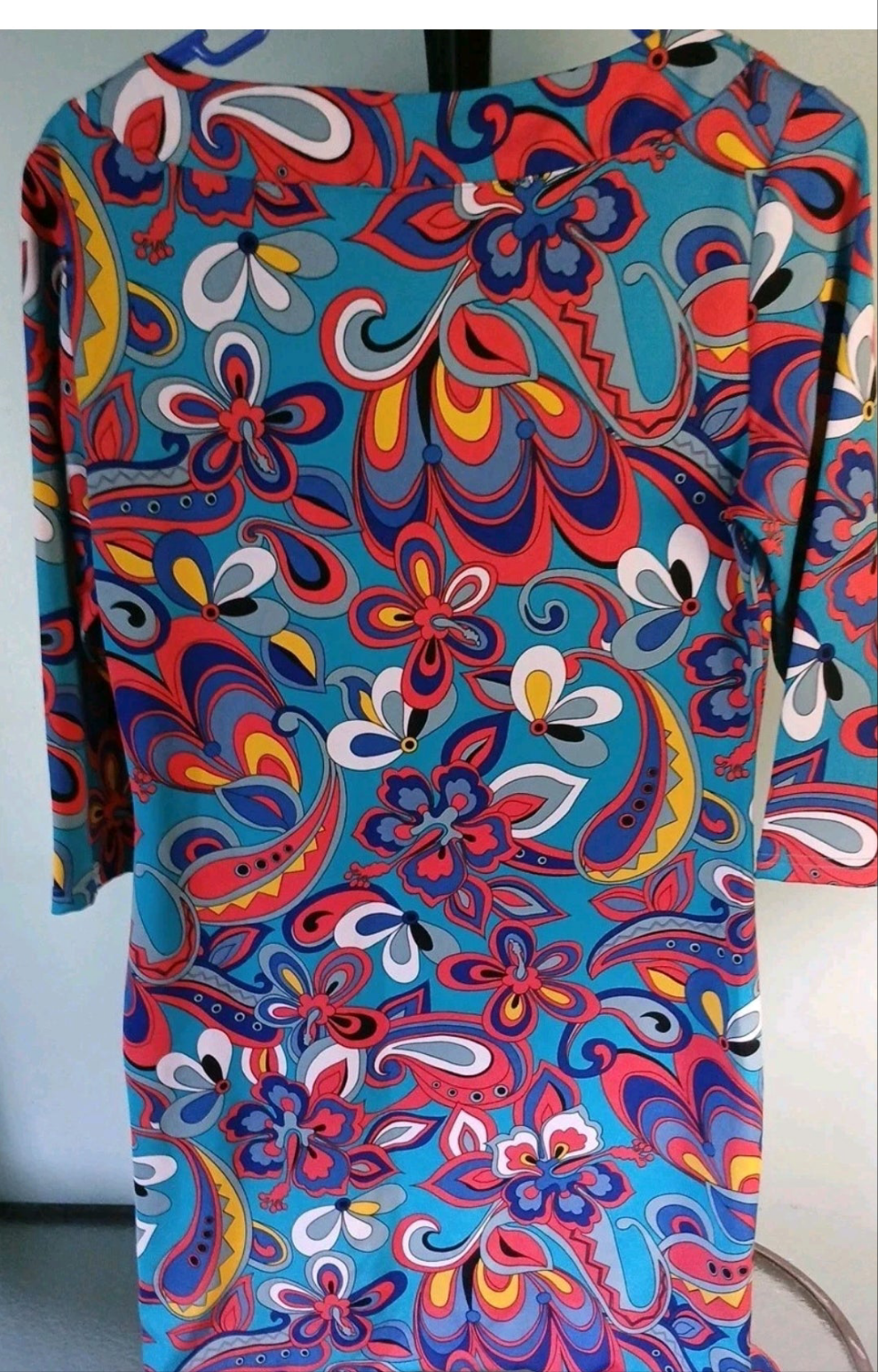 Tracy Negoshian Womens Turquoise Midi Dress sz small