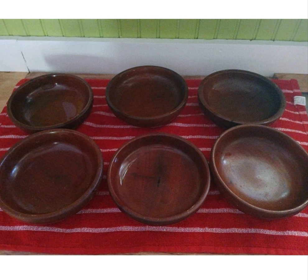 Handmade Wooden Mahogany Bowls - Set of 6