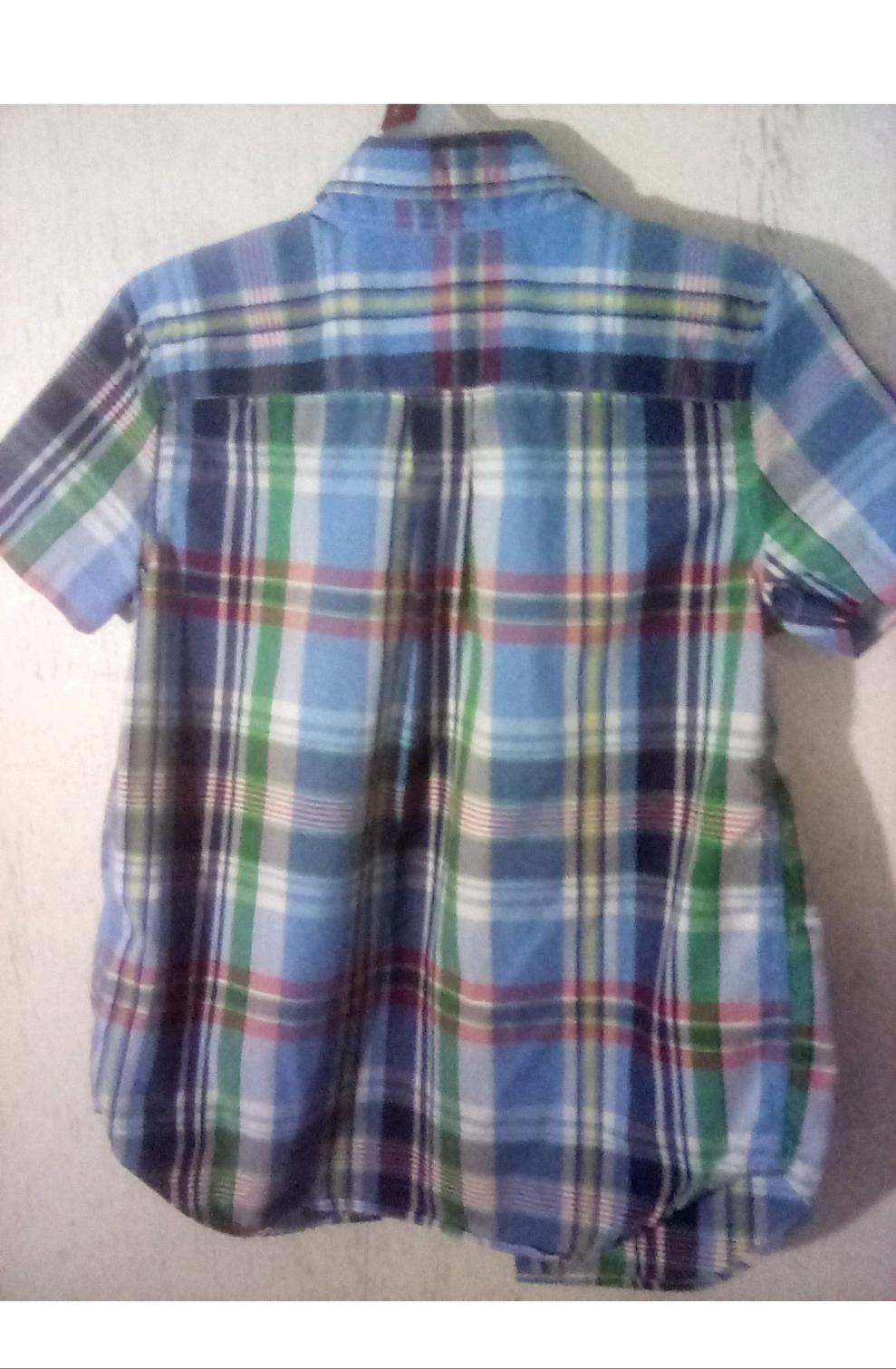 CHAPS Boys Short Sleeve Blue Plaid Shirt - Size 7