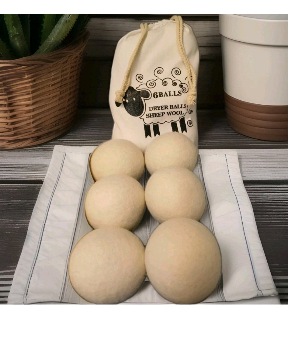 Organic Lambs Wool Dryer Balls - XL (6 Pack)