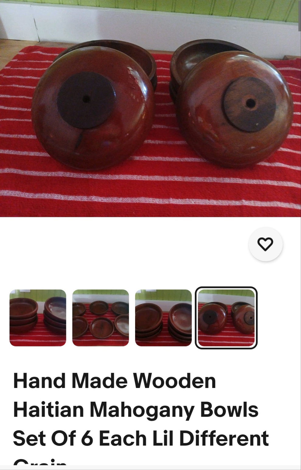 Handmade Wooden Mahogany Bowls - Set of 6