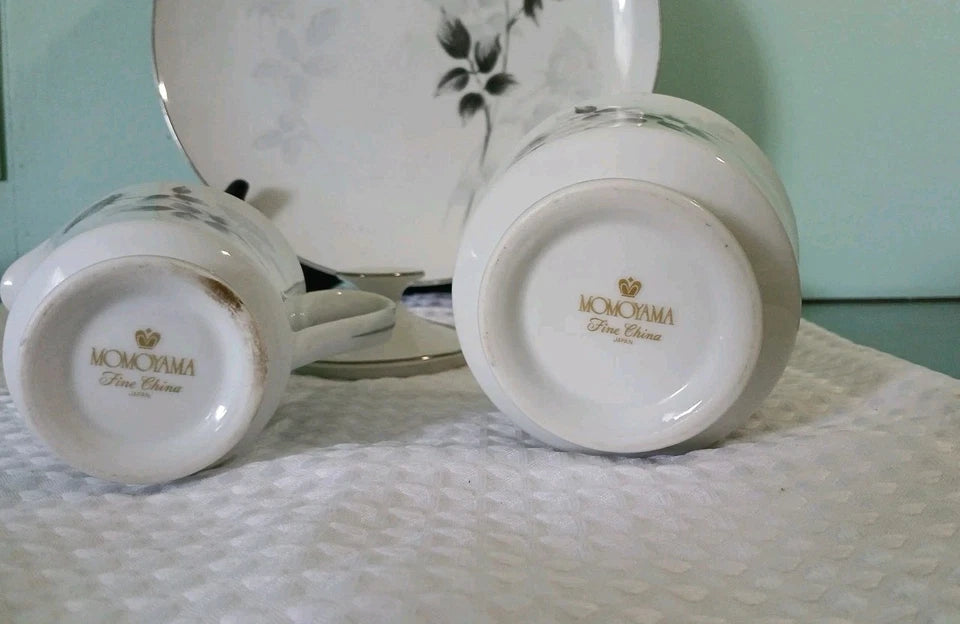 MOMOYAMA Sugar and Creamer Set with Dinner Plate
