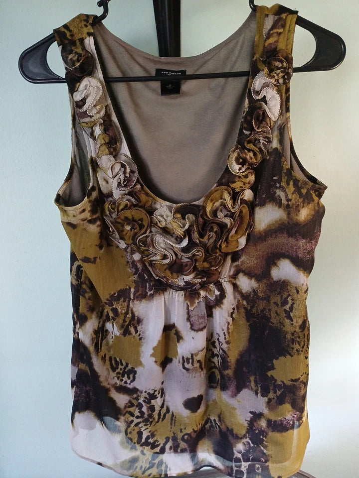 Ann Taylor Ladies  Sleeves top two-tone Design Sz M
