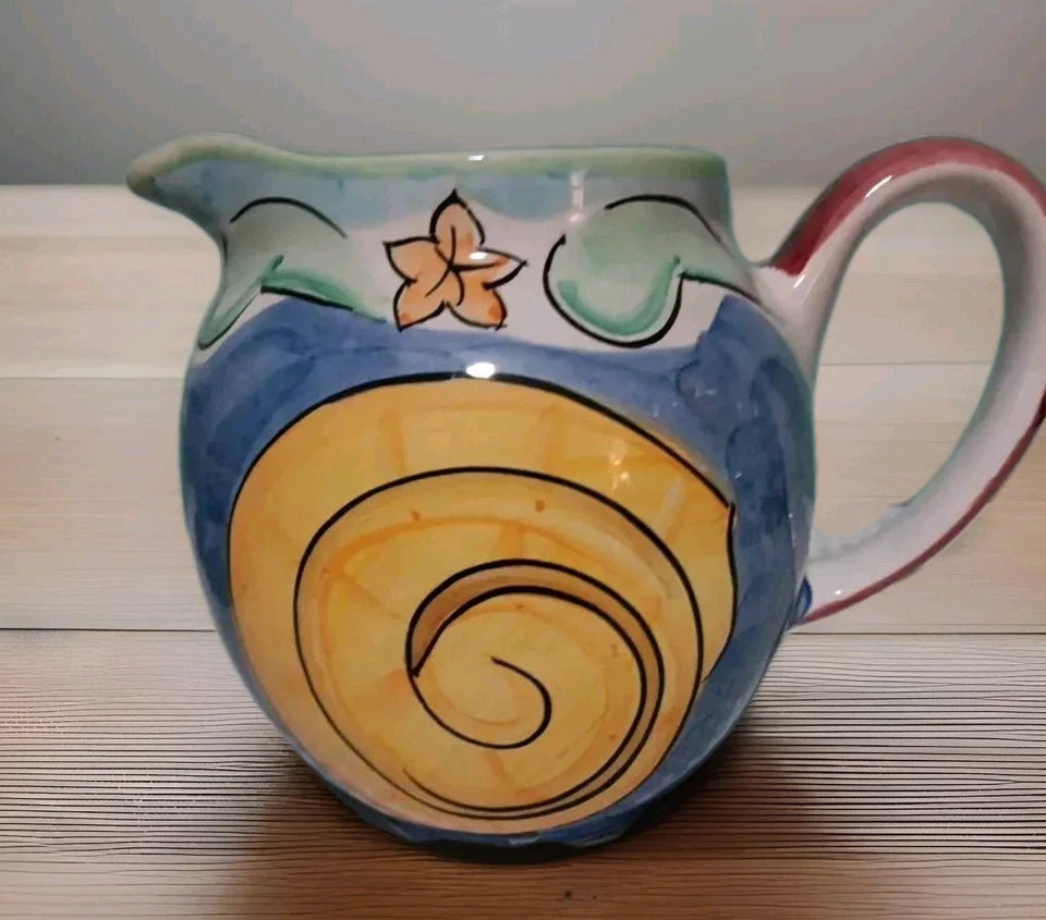Bella Ceramica  vintage  Pitcher Nautical Design  Hand Painted