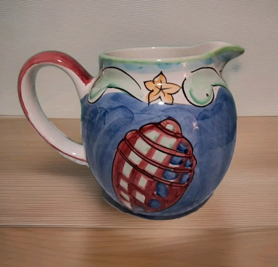 Bella Ceramica  vintage  Pitcher Nautical Design  Hand Painted