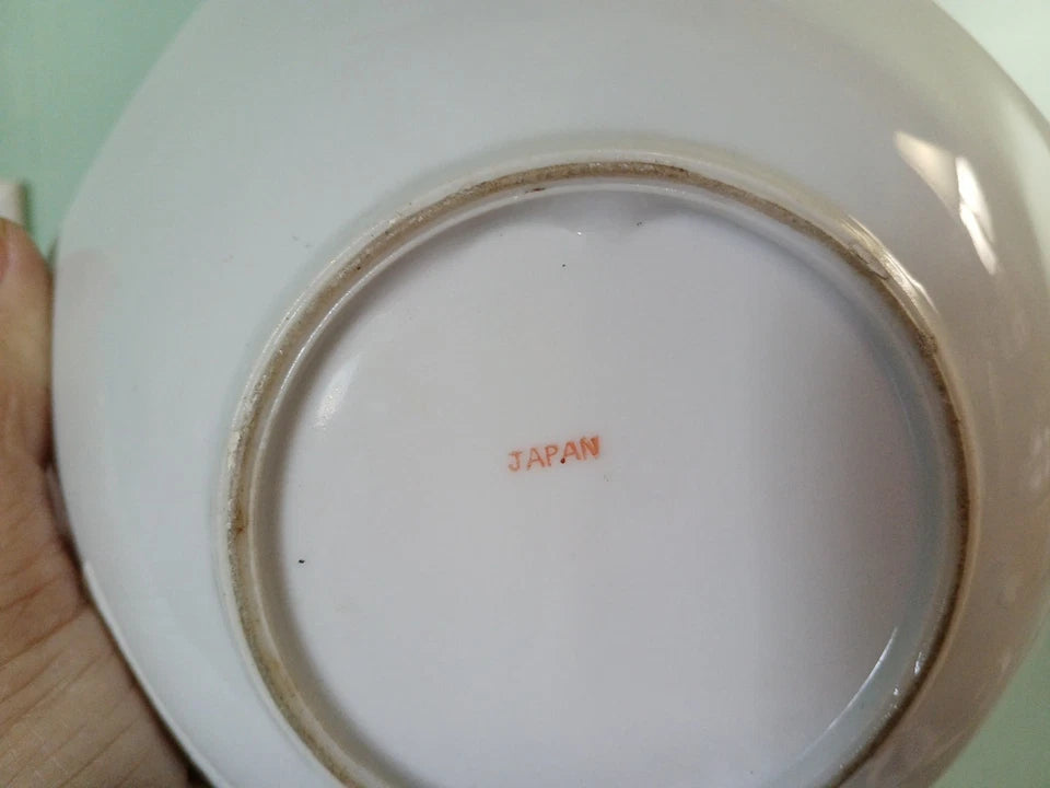 Vntg Fruit Bowl "Pears And Cherries" Octagon Shape Trim With Gold