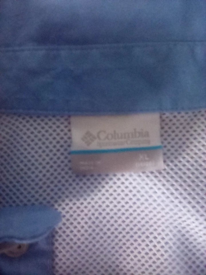 Columbia PFG Boys Shirt - Blue, Short Sleeve, XL