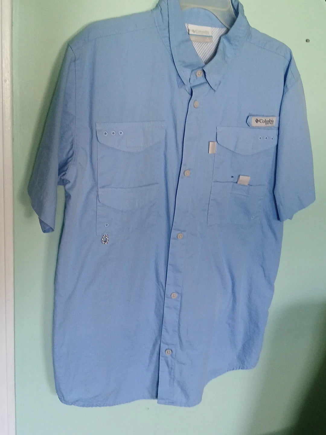 Columbia PFG Boys Shirt - Blue, Short Sleeve, XL