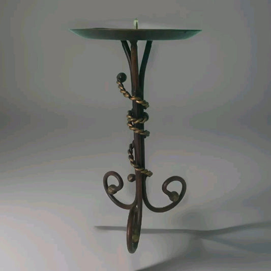 7" Cast Wrought Iron Candelabra with Rope Design