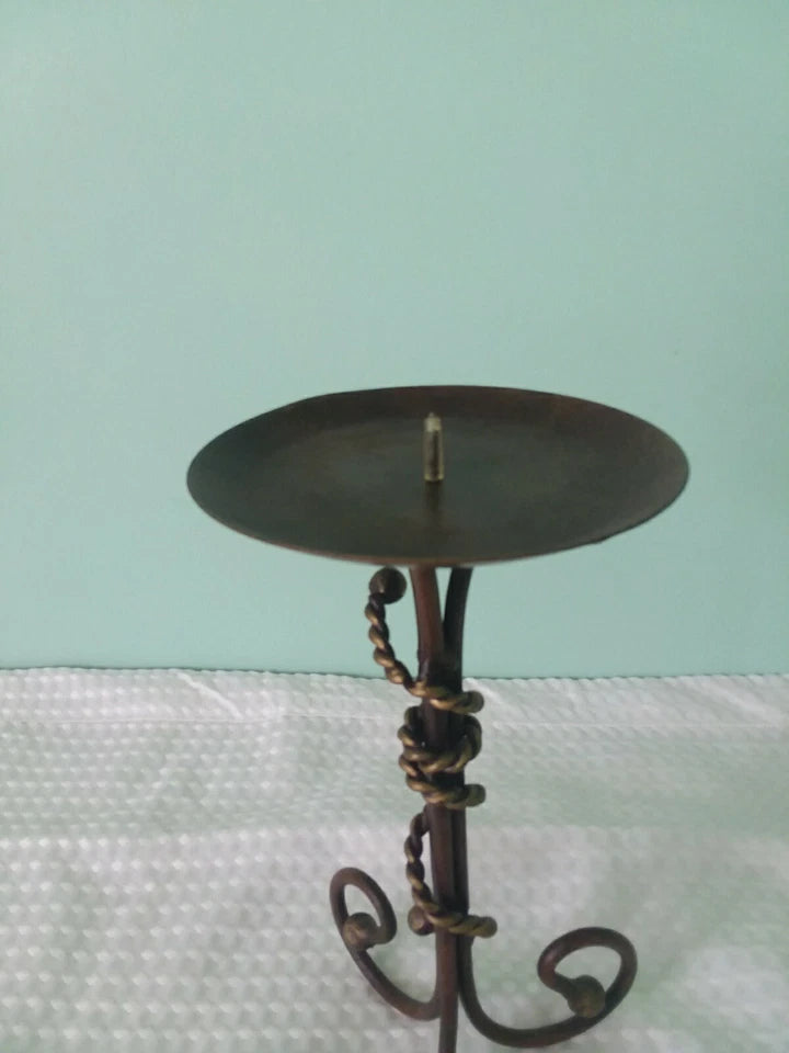 7" Cast Wrought Iron Candelabra with Rope Design