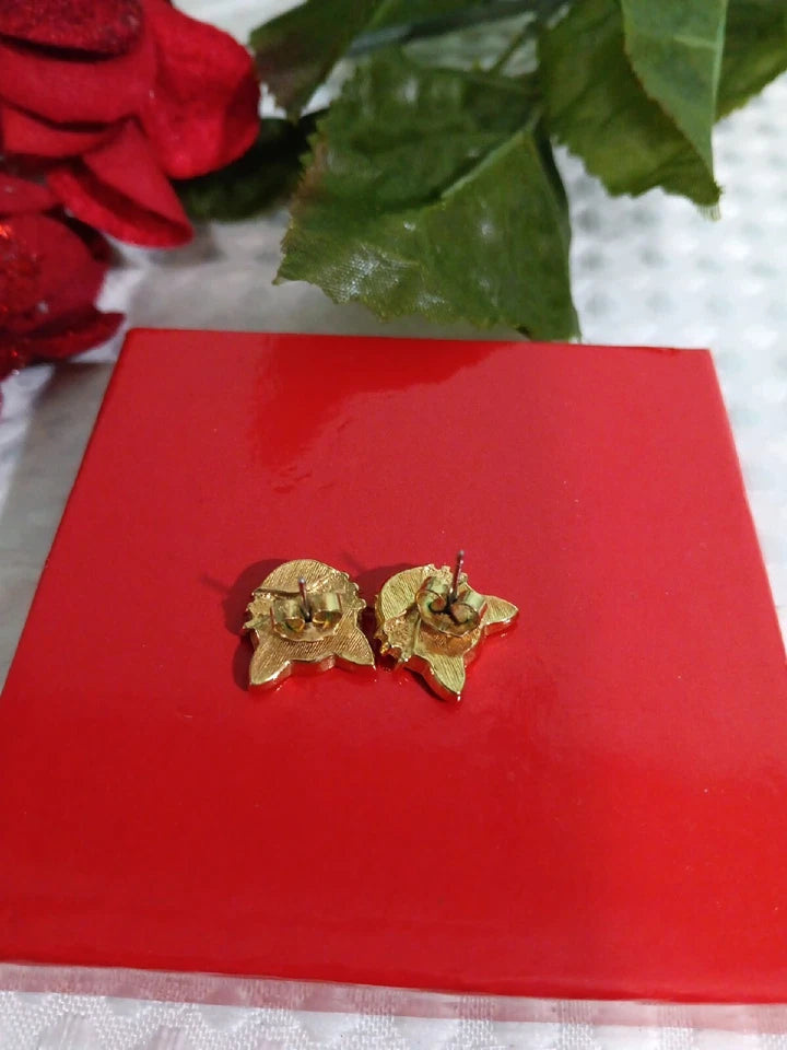 Black Cat Post Earrings - Gold Plated