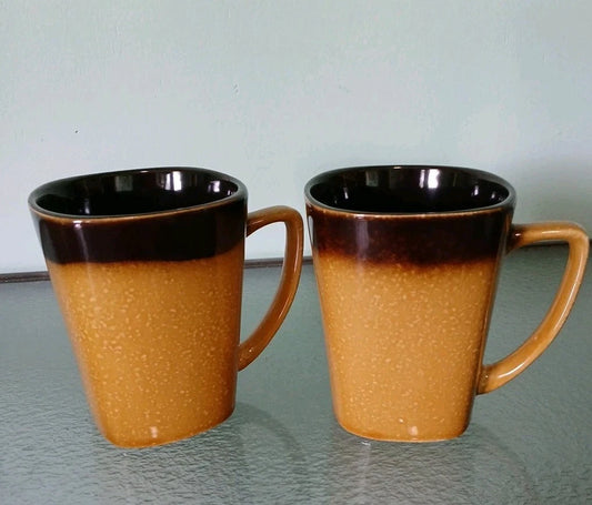 Set Of 2 Brown Two-tone GLAZE Coffee Cups Sanibel Shores