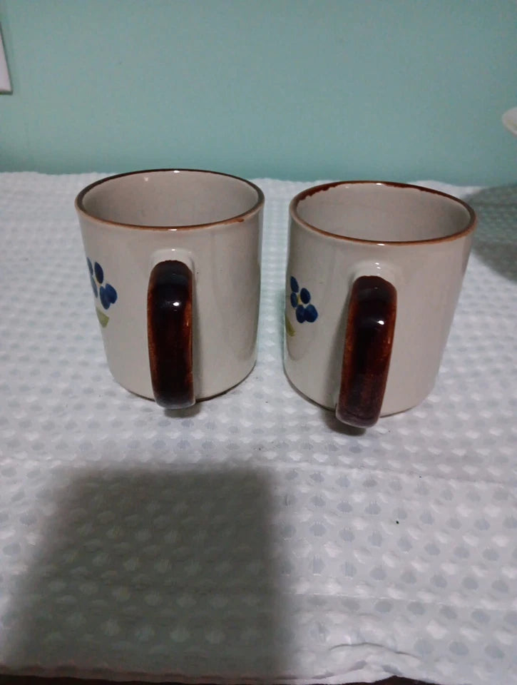 Set Of Floral Coffee Mugs Hand Painted