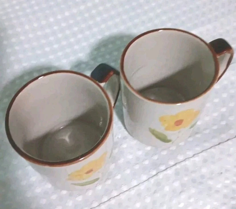 Set Of Floral Coffee Mugs Hand Painted