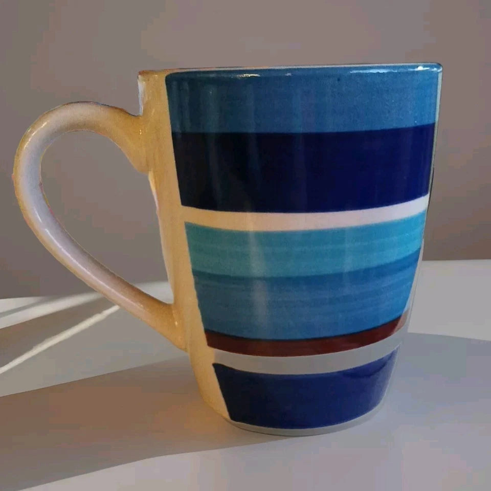 Royal Norfolk Nautical Brilliant Blue Stripes Coffee Mug