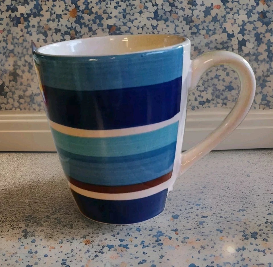 Royal Norfolk Nautical Brilliant Blue Stripes Coffee Mug