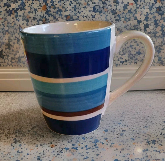 Royal Norfolk Nautical Brilliant Blue Stripes Coffee Mug