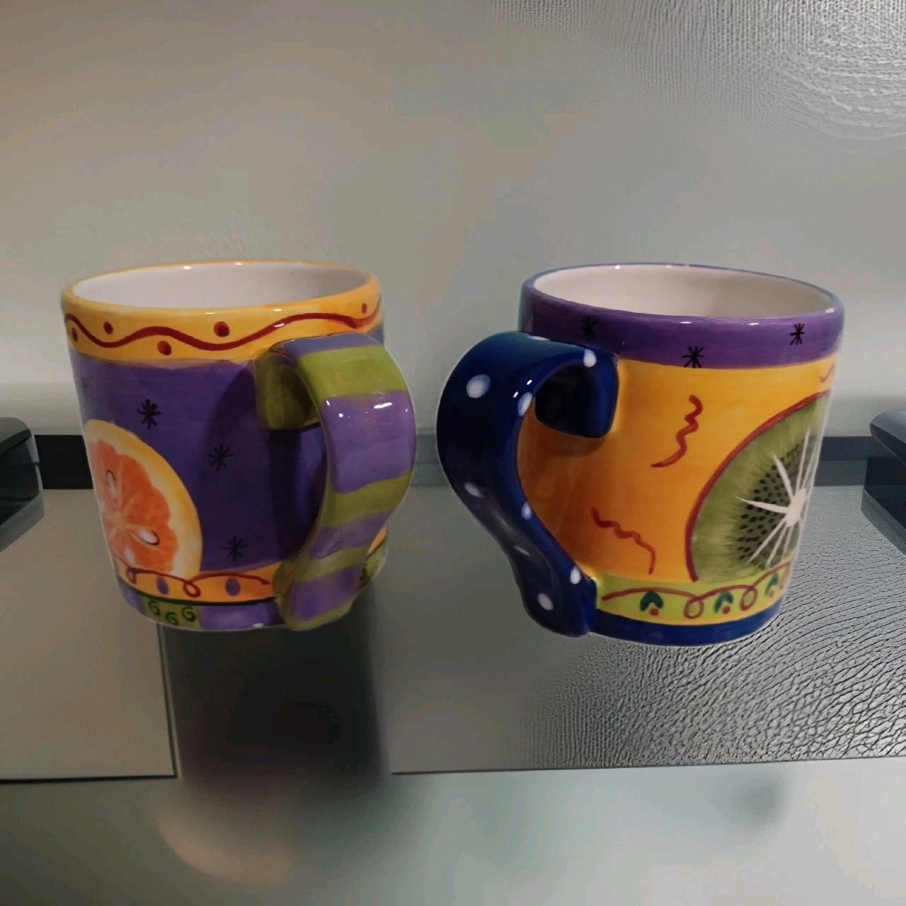 Vintage Fruit Design Hand Painted Jumbo Coffee Cups