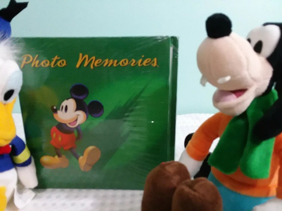 Disney Store Mickey Mouse Plush & Photo Memory Album & Donald Duck & Goofy Plush