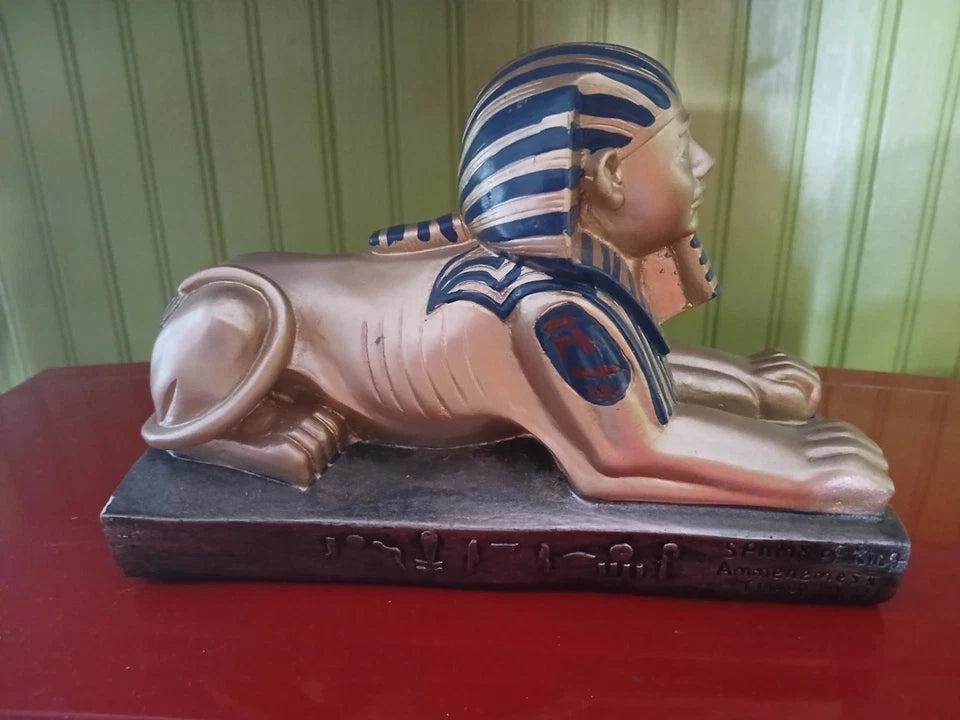 Egyptian Sphinx 3in Statue - Gold & Blue