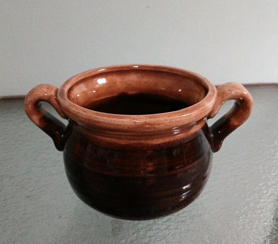 Small Honey Pot with Lid - Brown Drip Glaze Pottery