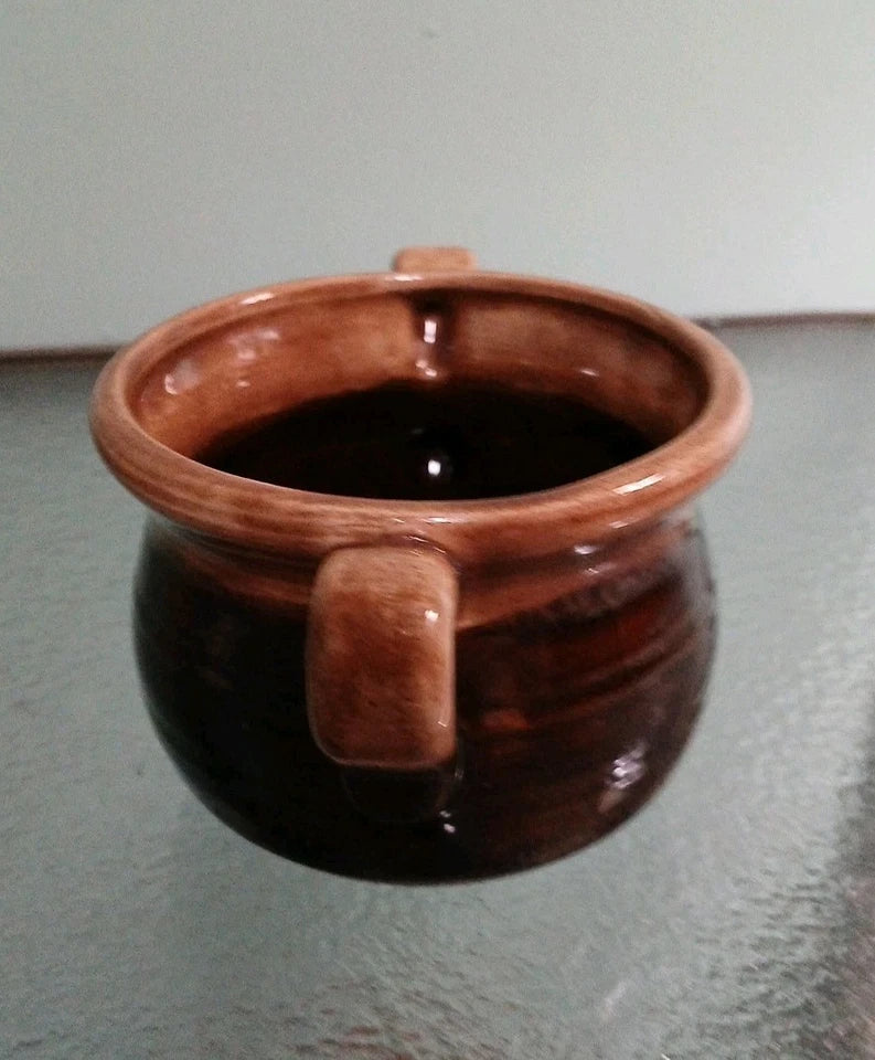Small Honey Pot with Lid - Brown Drip Glaze Pottery