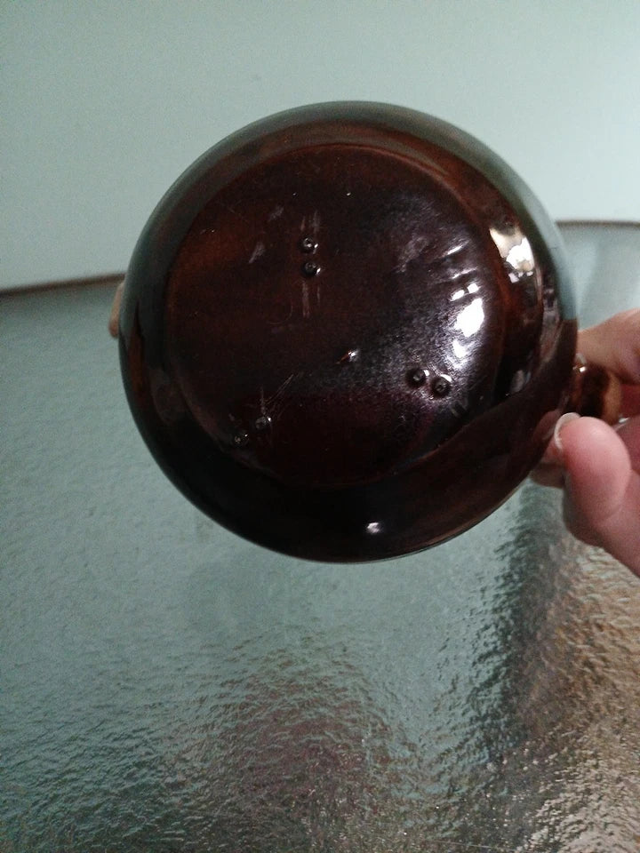Small Honey Pot with Lid - Brown Drip Glaze Pottery