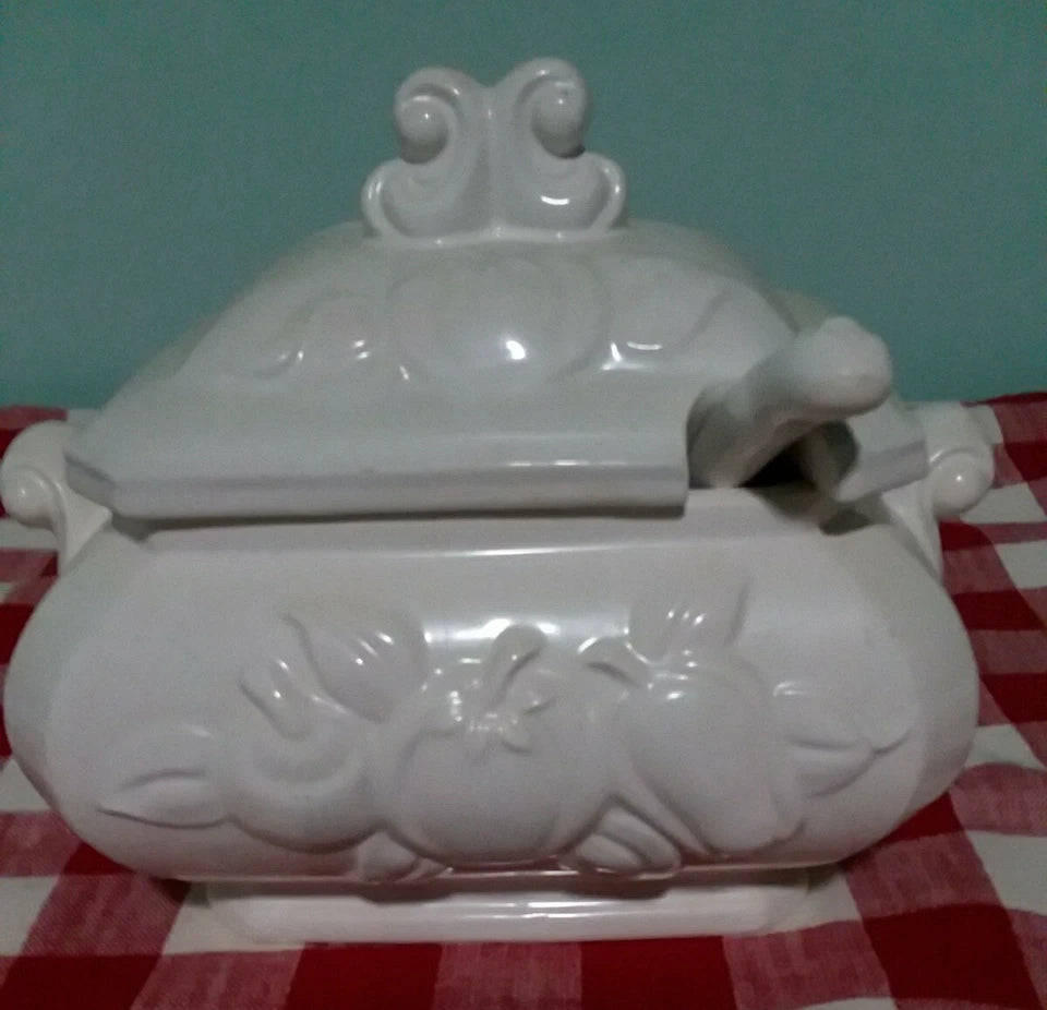 Vintage Japanese White Ceramic Tureen