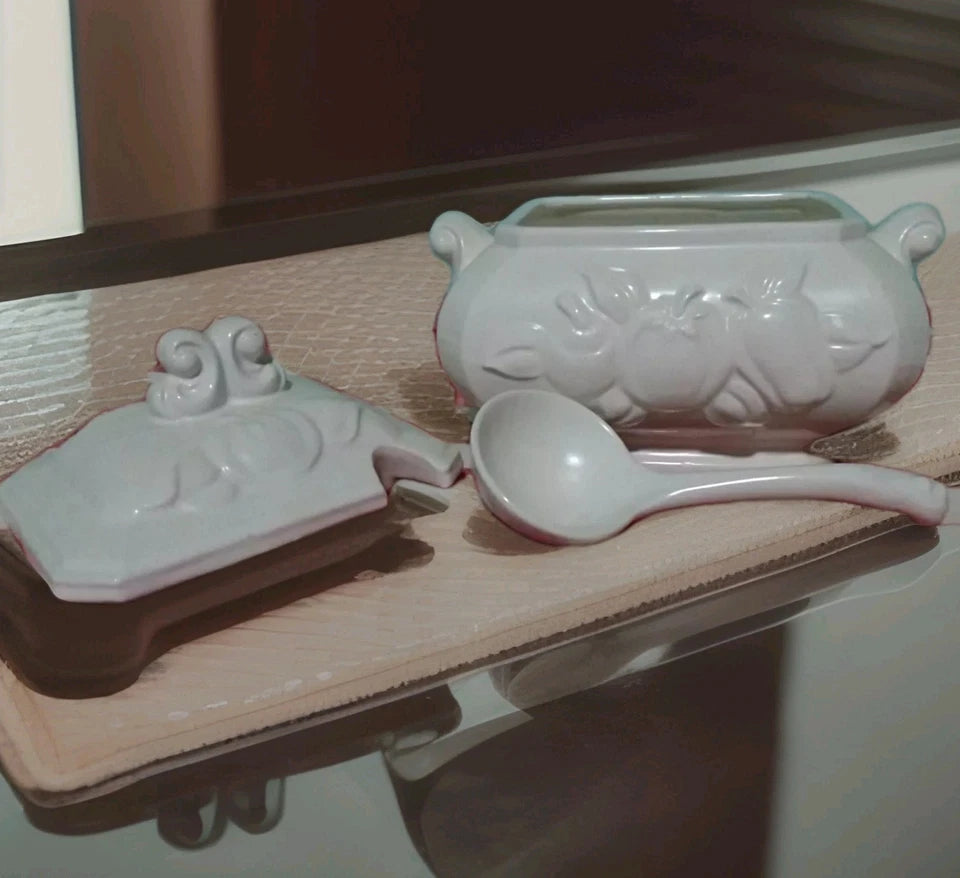 Vintage Japanese White Ceramic Tureen