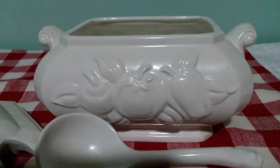 Vintage Japanese White Ceramic Tureen