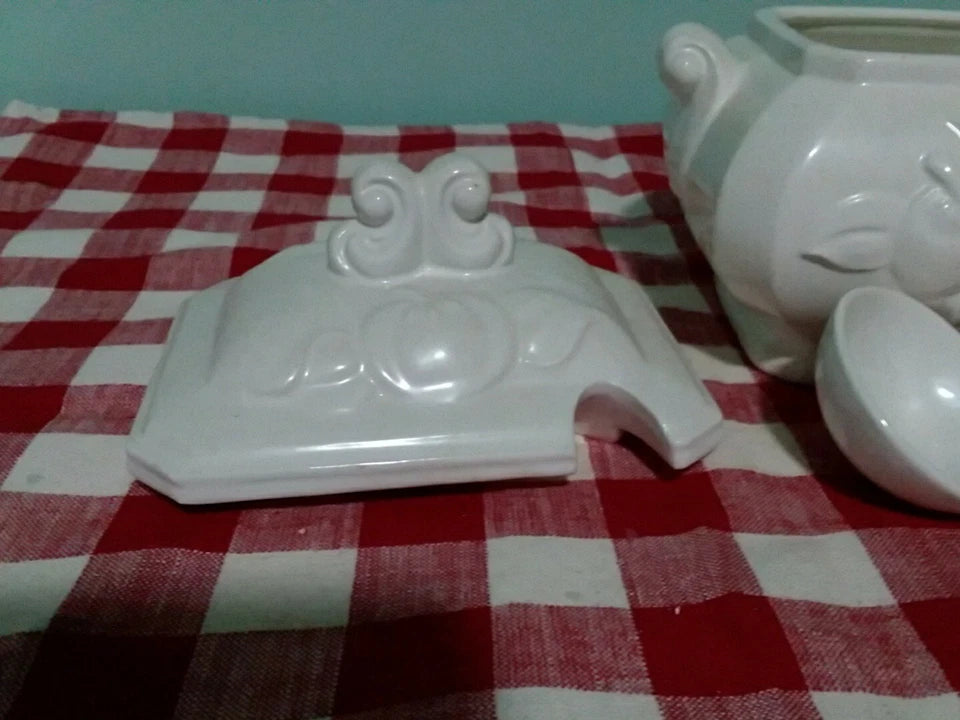 Vintage Japanese White Ceramic Tureen