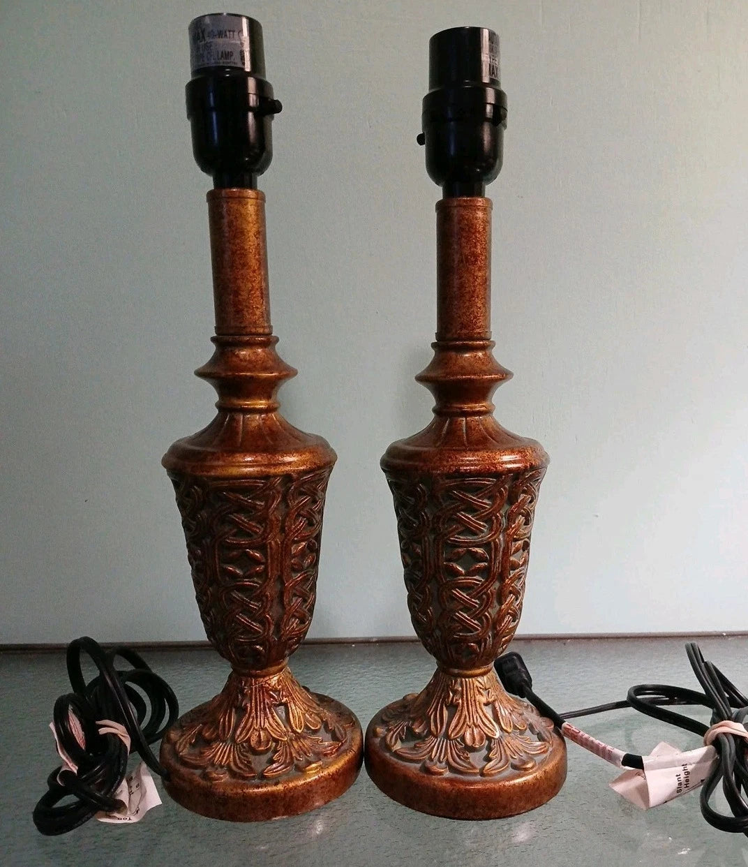 Vintage Lamps Set of 2 Rustic Wicker Designs