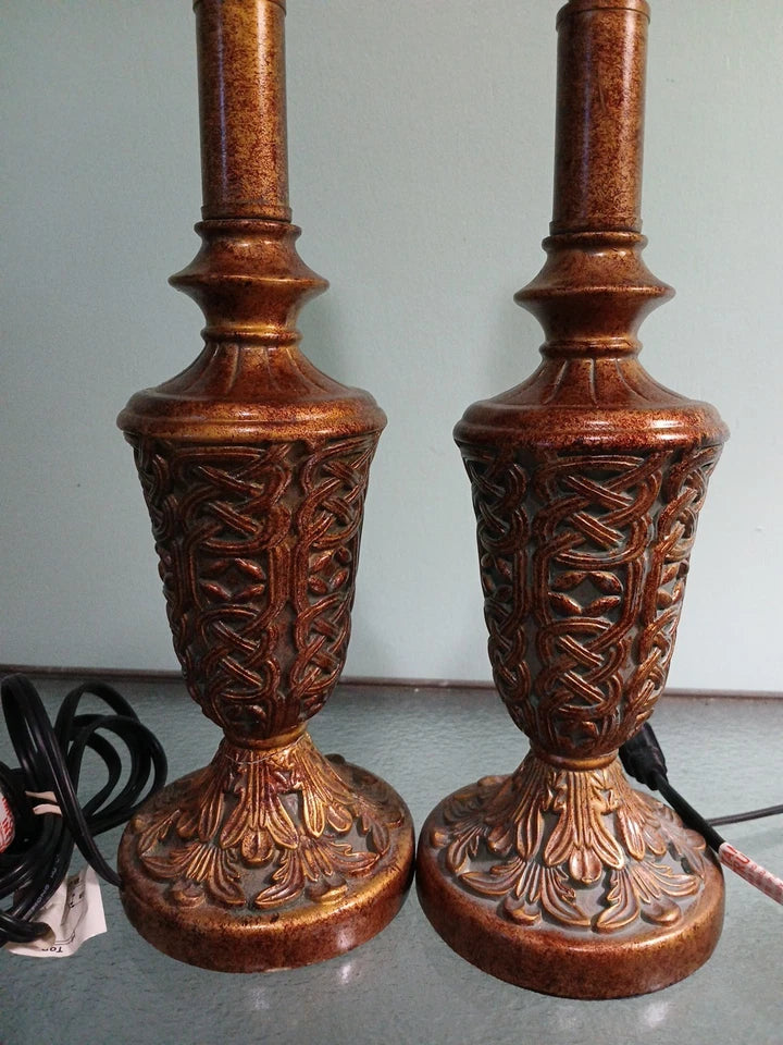 Vintage Lamps Set of 2 Rustic Wicker Designs