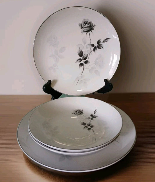 Black Rose MOMOYAMA Japanese Hand Painted Dinner Plates & Bowls